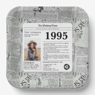 1995 Newspaper Birthday Year you were born Paper Plates