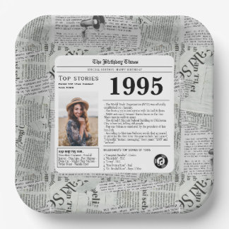 1995 Newspaper Birthday Year you were born Paper Plates