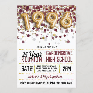 1996 High School College Reunion Invitation