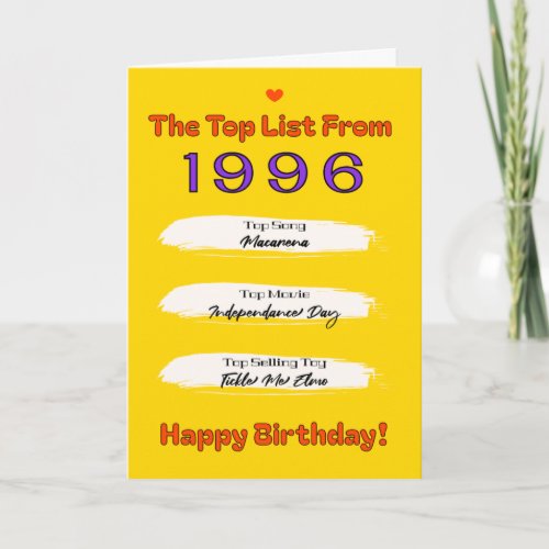 1996 Top List Birthday Card