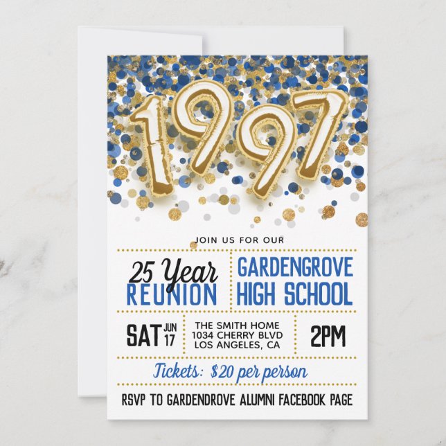1997 High School College Reunion Invitation (Front)