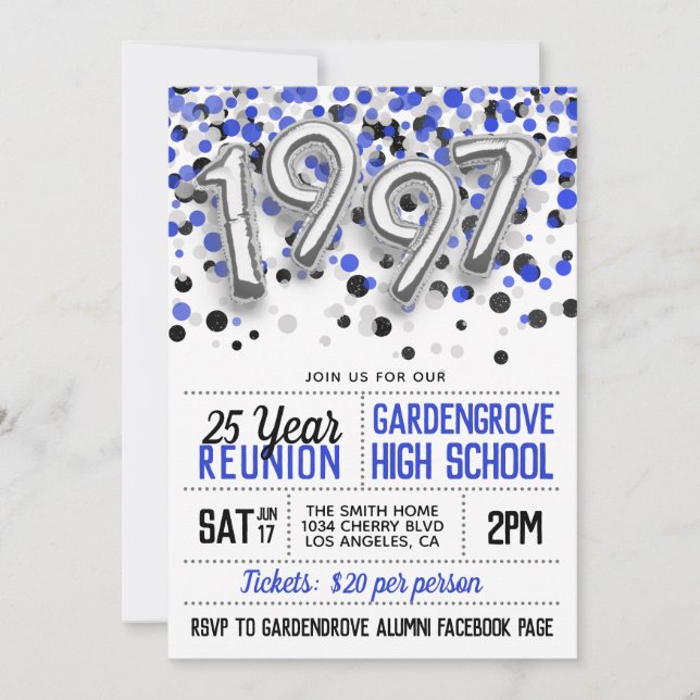 1997 High School College Reunion Invitation (Front)