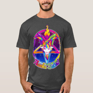 1997 Neon Rainbow Thanks Satan Baphomet Pentagram T-Shirt