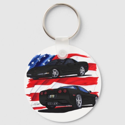 1998_04 Corvette Black Car Keychain