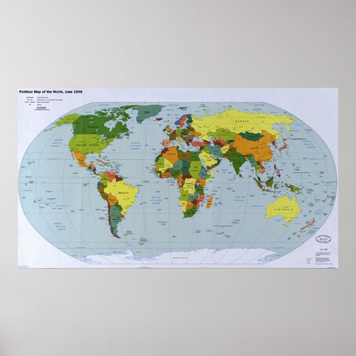 1998 Political Map of the World Poster