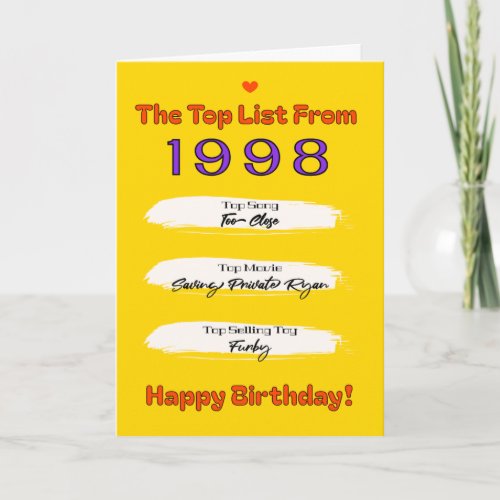 1998 Top List Birthday Card