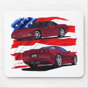 1999-04 Corvette Maroon Car Mouse Pad