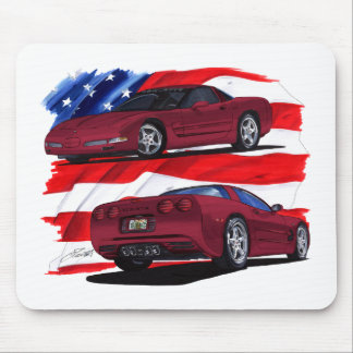 1999-04 Corvette Maroon Car Mouse Pad