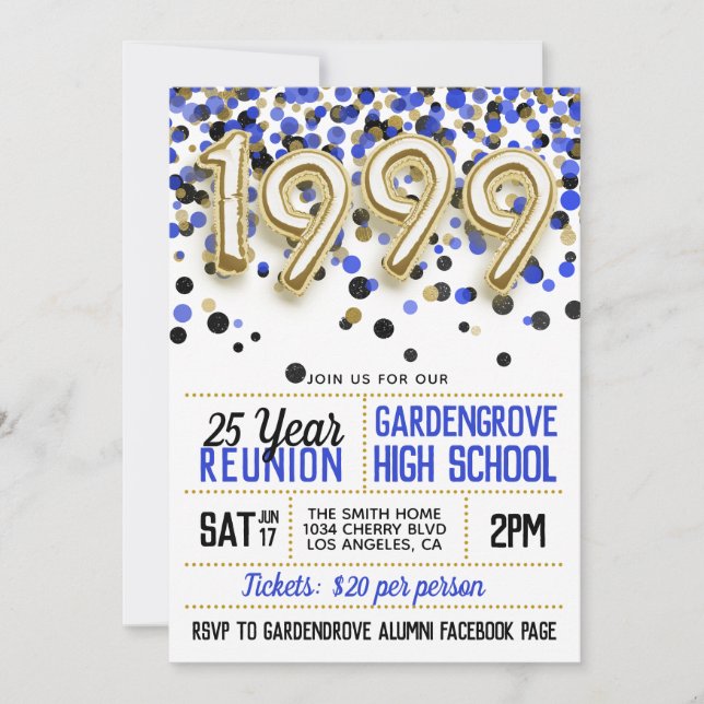 1999 High School College Reunion Invitation (Front)