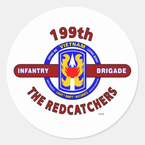 199TH INFANTRY BRIGADE  THE REDCATCHERSVIETNAM CLASSIC ROUND STICKER
