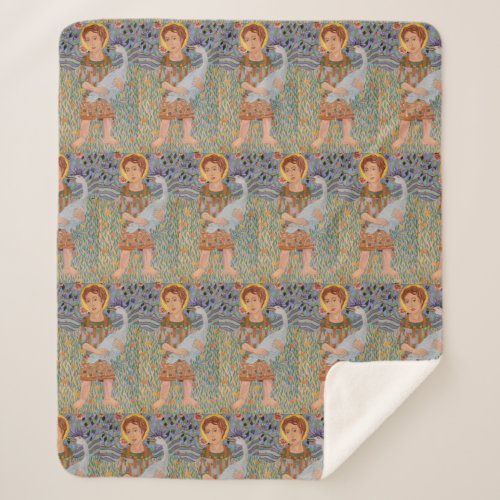 19 Angels holding Geese Sherpa Blanket