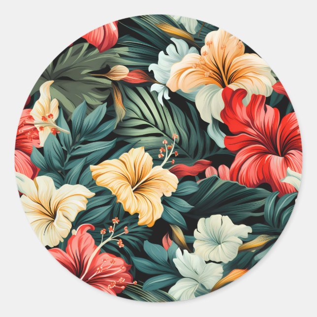 #19 Floral Pattern Classic Round Sticker (Front)