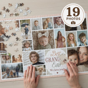 19 Photo Collage Best Grandma Ever Jigsaw Puzzle