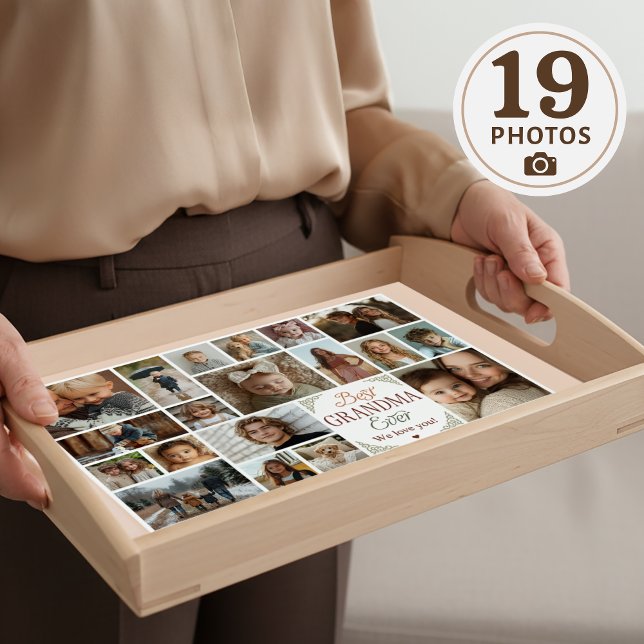 19 Photo Collage Best Grandma Ever serving tray (Creator Uploaded)
