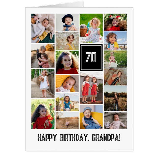 19 Photo Collage Happy Birthday Grandpa Card (Front)