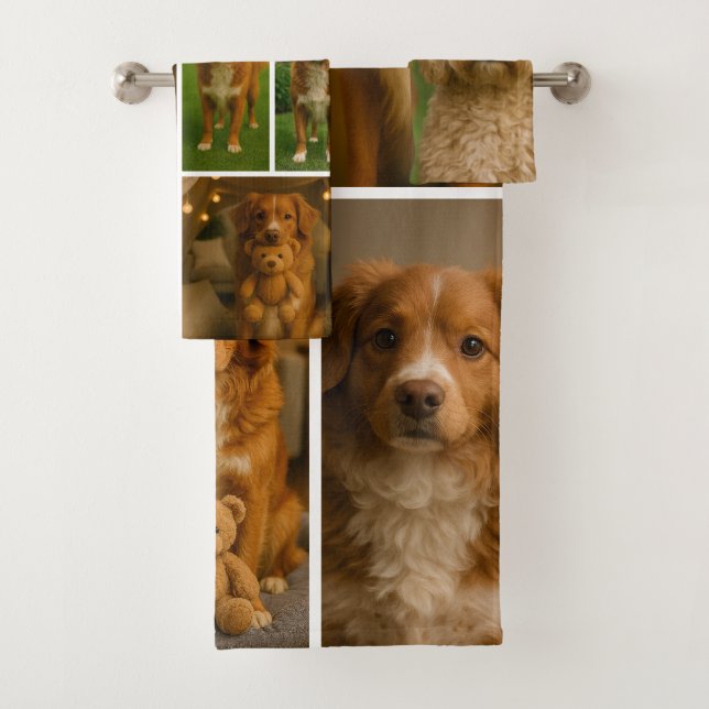 19 photo collage personalized custom bath towel set (Insitu)