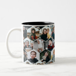 19-Photo Honeycomb Collage Two-Tone Coffee Mug