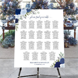 19 Table Blue Boho Roses Wedding Seating Chart Foam Board