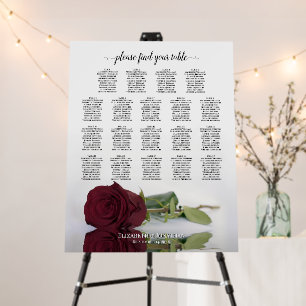 19 Table Burgundy Rose Chic Wedding Seating Chart Foam Board