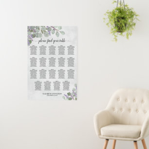 19 Table Eucalyptus Lavender Wedding Seating Chart Foam Board