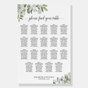 19 Table Eucalyptus Leaves Wedding Seating Chart Foam Board