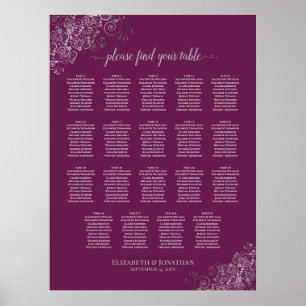 19 Table Magenta Plum & Silver Posh Seating Chart