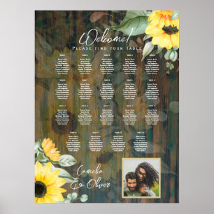 19 Table Rustic Wood SUNFLOWERS PHOTO SEATING Poster