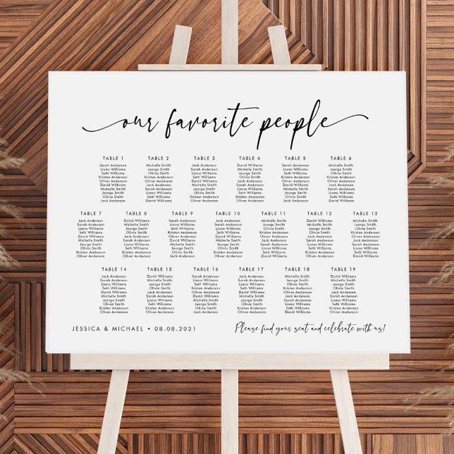 19 Tables Our Favorite People Seating Chart Plan (Creator Uploaded)