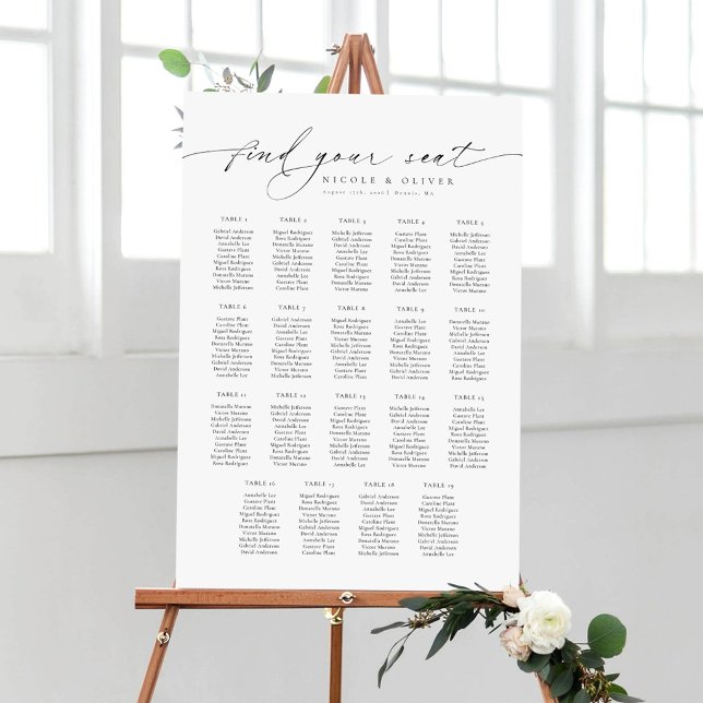19 Tables Welcome Seating Chart Modern Script Foam Board (19 Tables Welcome Seating Chart Modern Script Foam Board)