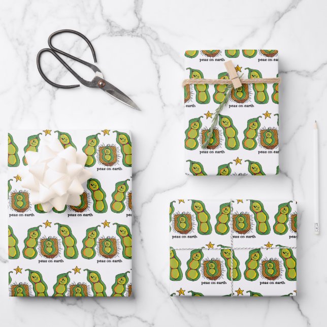 19" x 29" Peas on Earth Wrapping Paper Sheets, Mat (Front)