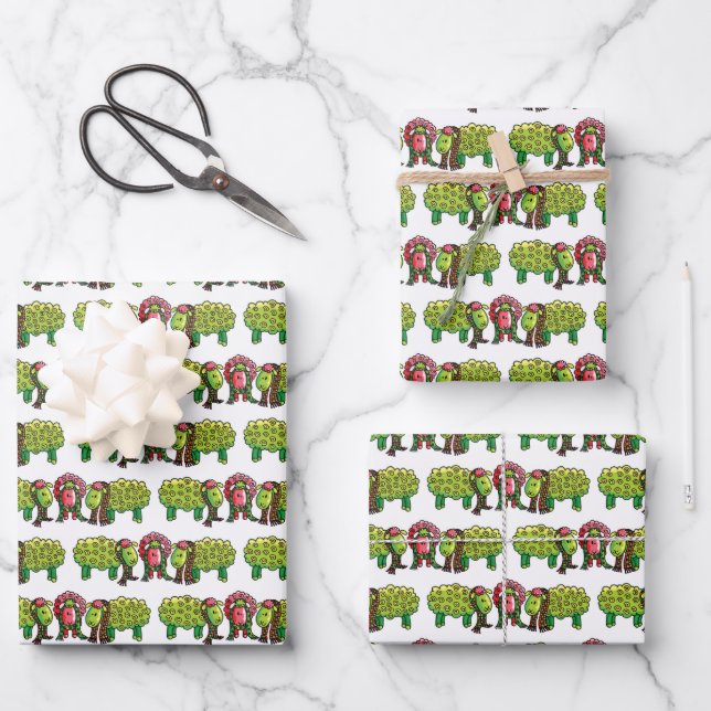 19" x 29"  We Three Sheep Wrapping Paper Sheets, M (Front)