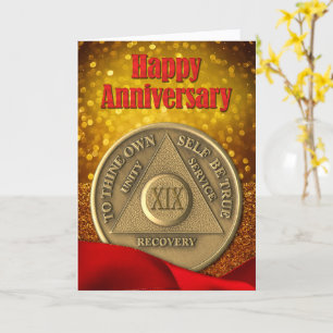 19 Year AA Coin Glitter Happy Anniversary Card