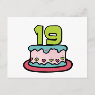 19 Year Old Birthday Cake Postcard