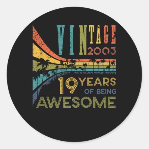 19 Year Old Birthday Vintage 2003 19th Birthday Classic Round Sticker