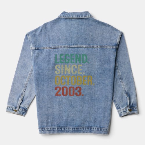 19 Year Old  Legend Since October 2003 19th Birthd Denim Jacket
