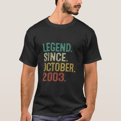 19 Year Old  Legend Since October 2003 19th Birthd T_Shirt