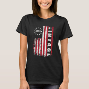 19 Year Old Vintage 2003 American Flag 19th Bday B T-Shirt