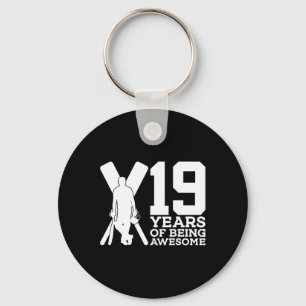 19 Years Of Being Awesome Cricket 19th Birthday Keychain