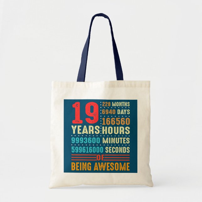 19 Years Old 19th Birthday Vintage 228 Months For Tote Bag (Front)