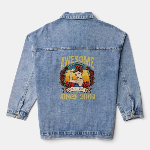 19 Years Old Awesome Since 2004 19th Birthday Gift Denim Jacket