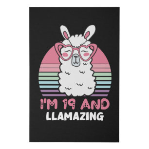 19 Years Old Bday Llamazing 19th Birthday Llama Faux Canvas Print