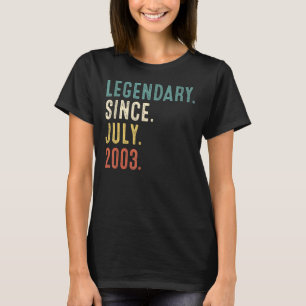19 Years Old Legend Since July 2003 19th Birthday T-Shirt
