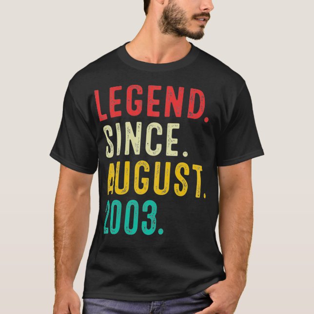 19 Years Old Retro Legend Since August 2003 19th B T-Shirt (Front)