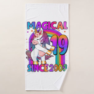 19 Years Old Unicorn Flossing 19th Birthday Girl U Bath Towel