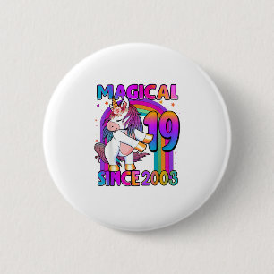 19 Years Old Unicorn Flossing 19th Birthday Girl U Button