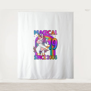 19 Years Old Unicorn Flossing 19th Birthday Girl U Tapestry