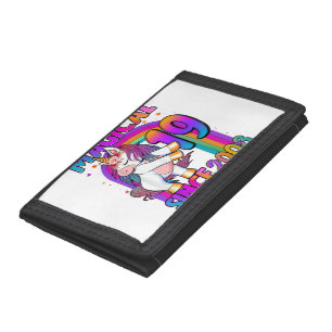 19 Years Old Unicorn Flossing 19th Birthday Girl U Tri-fold Wallet