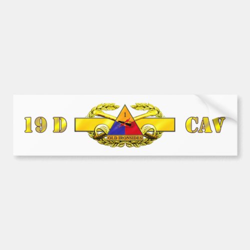 19D 1st Armored Division Bumper Sticker