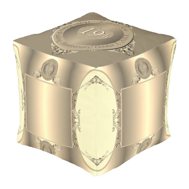 19th/8th Bronze(Color) AnniversaryCube Pouf (Angled Front)
