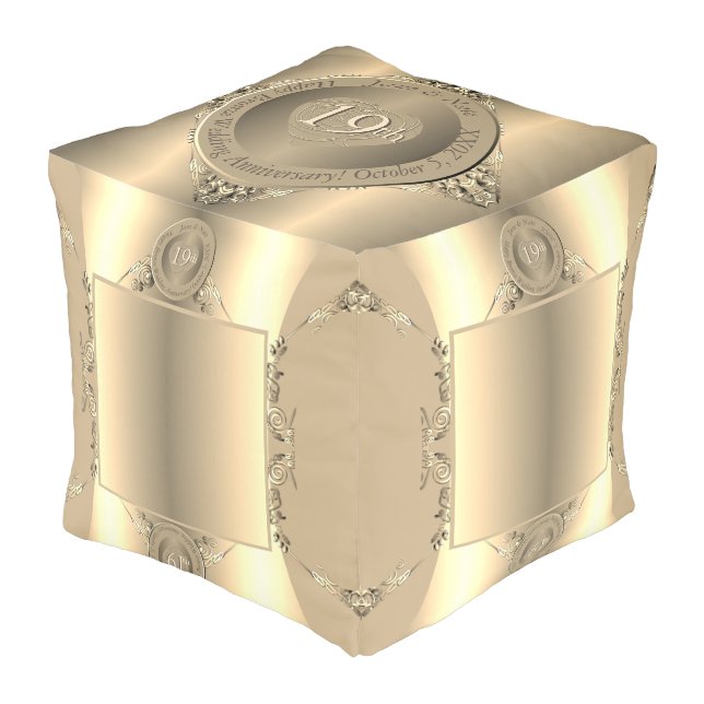 19th/8th Bronze(Color) AnniversaryCube Pouf (Angled Front)